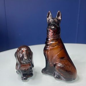 Vintage Avon Perfume Aftershave Bottles - German Shepard and Baby Bassett
